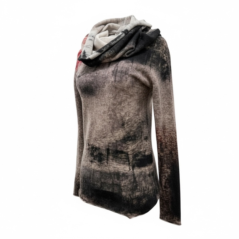 D. Exterior Cashmere Wool Blend Lightweight Black Cowl Neck  Sweater Size Small